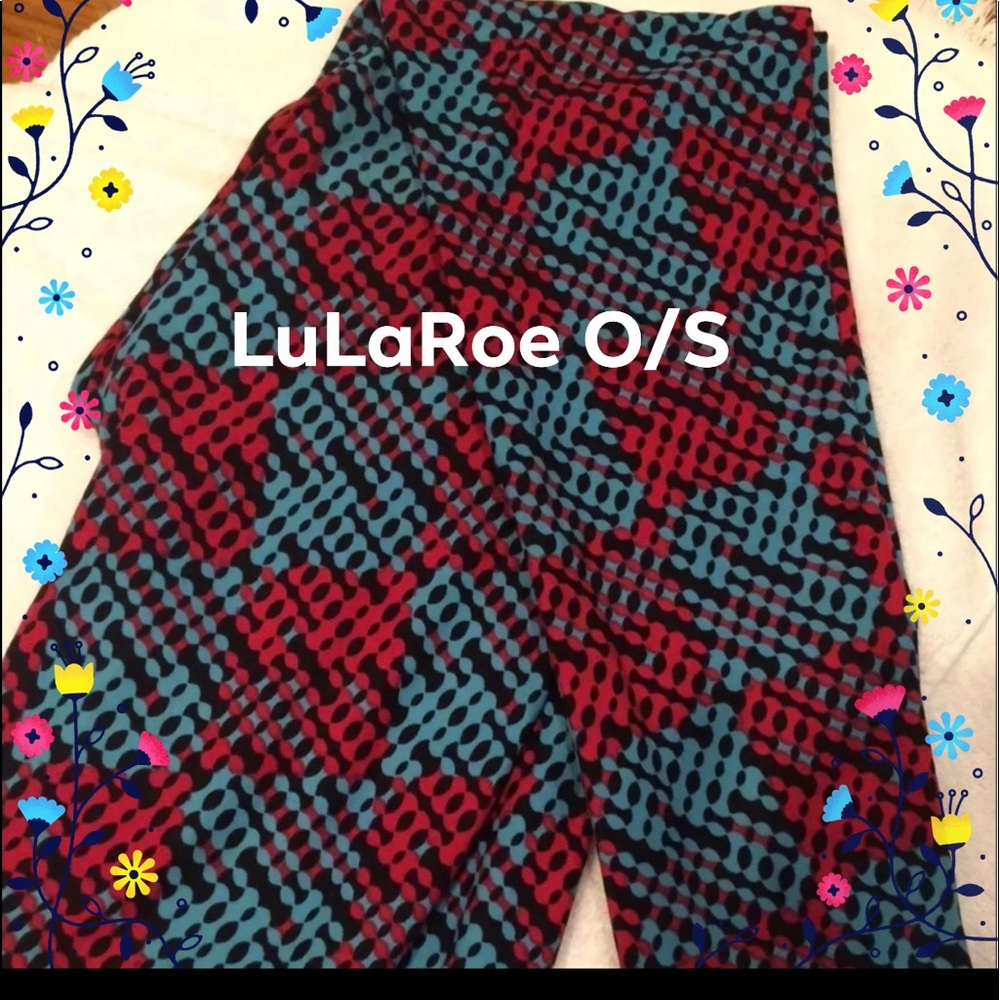 NWOT LuLaRoe leggings O/S Teal check print design